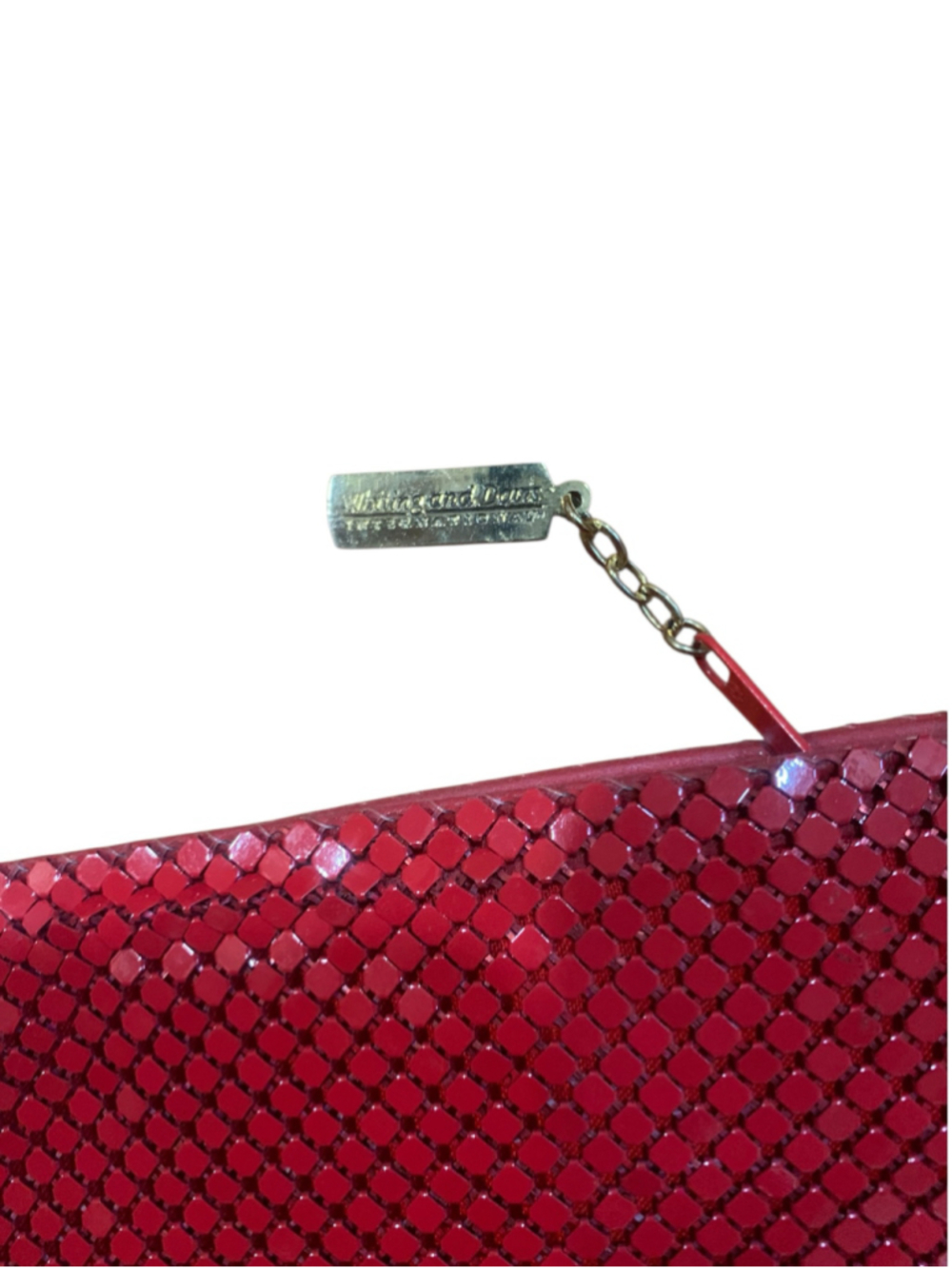 Vtg Women's Whiting and Davis Red metal Mesh shoulder Bag One Size - Picture 3 of 5